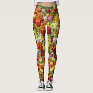 Farbige Tulips und Affodils Blume Legieren Leggings
