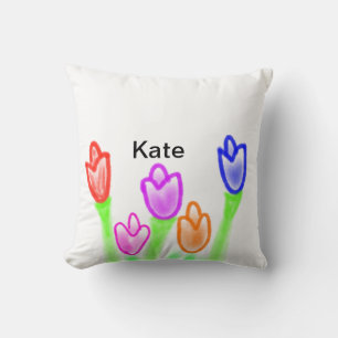 Farbige Tulpe Aquarell füge Namen Text modern Kissen