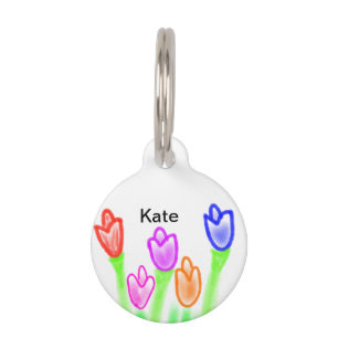 Farbige Tulpe Aquarell fügen Sie Namen Text modern Haustiermarke