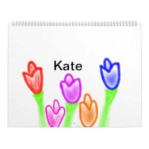 Farbige Tulpe Aquarell fügen Sie Namen Text modern Kalender