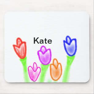 Farbige Tulpe Aquarell Name Text modern Mousepad