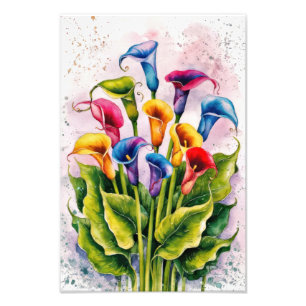 farbige Tulpe Blume Aquarell Fotodruck