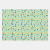 Farbige Tulpen Blumen-Design Geschenkpapier Set (Vorderseite 3)