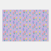 Farbige Tulpen Blumen-Design Geschenkpapier Set (Vorderseite)