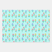 Farbige Tulpen Blumen Design Geschenkpapier Set (Vorderseite 3)