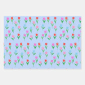 Farbige Tulpen Blumen Design Geschenkpapier Set (Vorderseite 2)
