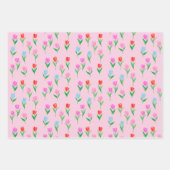 Farbige Tulpen Blumen Design Geschenkpapier Set (Vorderseite)