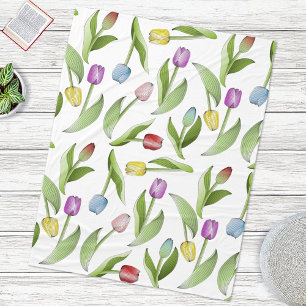 Farbige Tulpen-Blumen Fleecedecke