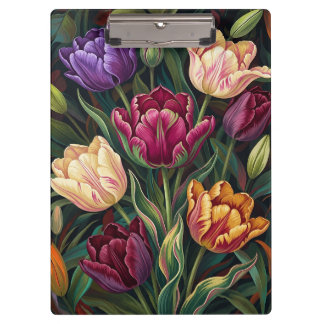 Farbige Tulpen Florale Klemmmappe Klemmbrett