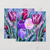 Farbige Tulpen Geburtstagskarte (Vorne/Hinten)