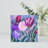Farbige Tulpen Geburtstagskarte (Stehend Vorderseite)