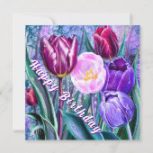 Farbige Tulpen Geburtstagskarte (Rückseite)