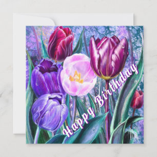 Farbige Tulpen Geburtstagskarte