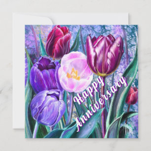 Farbige Tulpen-Jubiläumskarte