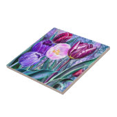 Farbige Tulpen Keramikfliese (Seite)