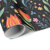 Farbige Tulpen Ostern Blume Muster Geschenkpapier (Rolleneckpunkt)