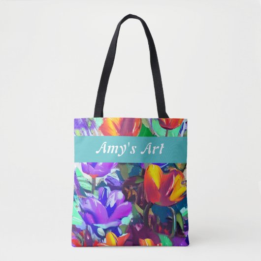 Farbige Tulpen, personalisierbare Tüte Tasche (Vorderseite)