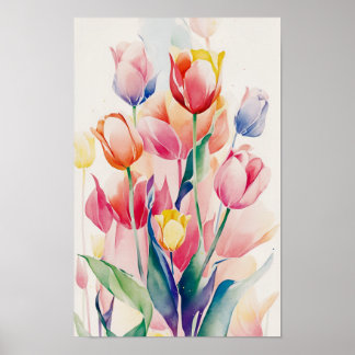Farbige Tulpen Poster