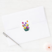 Farbige Tulpen Runder Aufkleber (Umschlag)