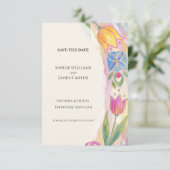 Farbige Tulpen-Save-the-Date-Karte Save The Date (Stehend Vorderseite)