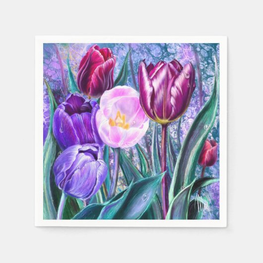 Farbige Tulpen Servietten (Vorderseite)