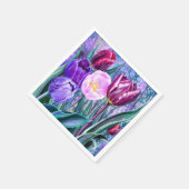 Farbige Tulpen Servietten (Ecke)