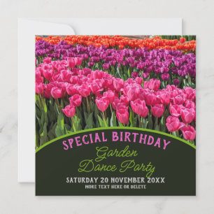 Farbige Tulpen Spezielle Geburtstags-Gartenparty Einladung