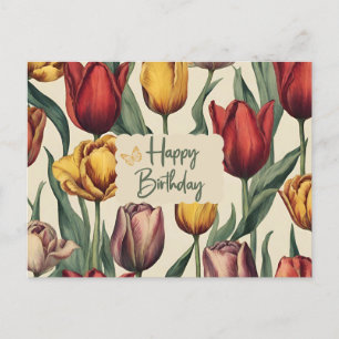 Farbige Tulpenblumen zum Geburtstag Postkarte