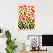 Farbige Tulpenblumenposter, Lebendige Botanik Poster (Heimbüro)