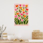 Farbige Tulpenblumenposter, Lebendige Botanik Poster (Küche)