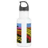 Farbige Tulpenreihen Trinkflasche (Rückseite)