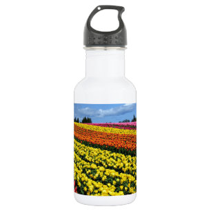 Farbige Tulpenreihen Trinkflasche