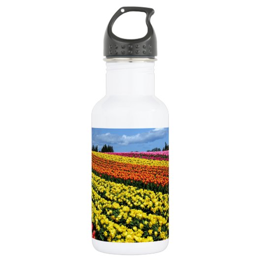 Farbige Tulpenreihen Trinkflasche (Vorderseite)