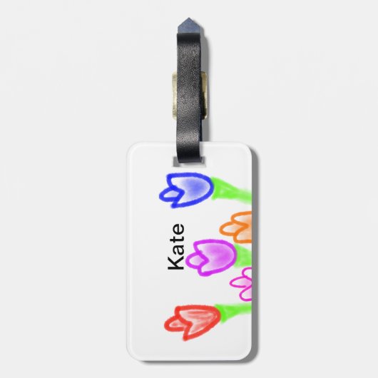 Farbige Tulpenwasserfarbe verleiht dem Text modern Gepäckanhänger (Rückseite vertikal)