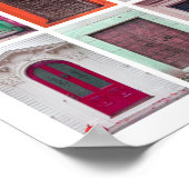 Farbige TürCollage - Rosa/Grün/Orange Poster (Ecke)