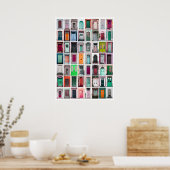 Farbige TürCollage - Rosa/Grün/Orange Poster (Küche)