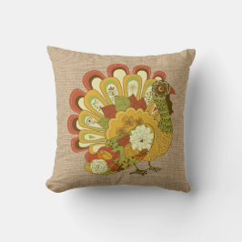 Farbige Türkei auf Imitaten Burlap Pillow Kissen