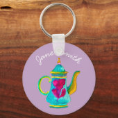 Farbige türkische Teekanne Wasserfarbe Schlüsselanhänger (Vorderseite)