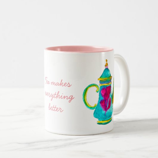 Farbige türkische Teekanne Wasserfarbe Zweifarbige Tasse (VorderseiteRechts)