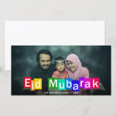 Farbige Typografie Blocks Eid Mubarak Foto Card (Vorne/Hinten)