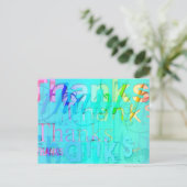 Farbige Typografie dank Blue Harmony Postcard Postkarte (Stehend Vorderseite)