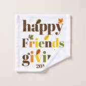 Farbige Typografie Happy Friendsgiving Fall Badhandtuch Set (Waschlappen)