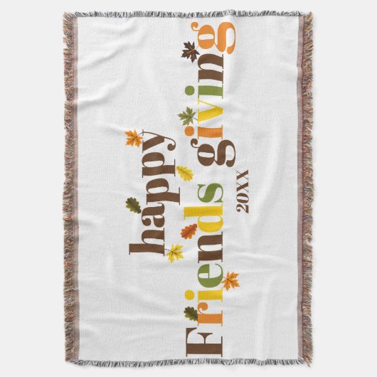 Farbige Typografie Happy Friendsgiving Fall Decke (Vorderseite Vertikal)