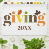 Farbige Typografie Happy Friendsgiving Fall Geschirrtuch (Gefaltet)