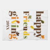 Farbige Typografie Happy Friendsgiving Fall Geschirrtuch (Horizontal)