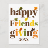 Farbige Typografie Happy Friendsgiving Fall Postkarte (Vorderseite)