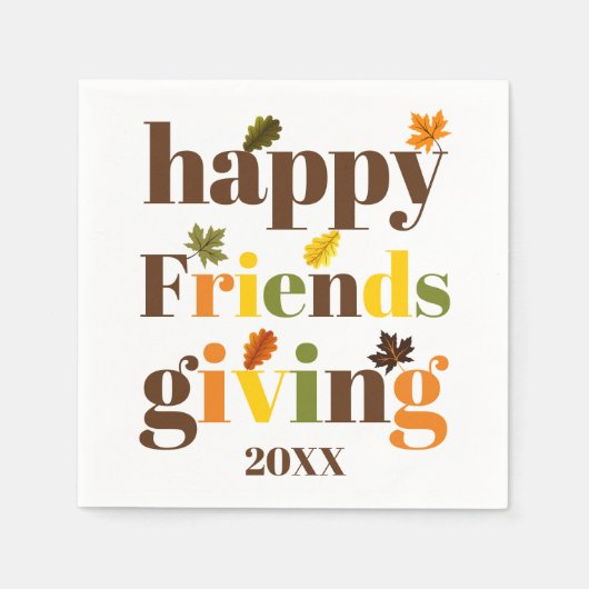 Farbige Typografie Happy Friendsgiving Fall Serviette (Vorderseite)