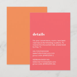 Farbige Typografie - Hochzeitdetails Begleitkarte