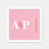 Farbige Typografie Pink Monogram Wedding Serviette (Vorderseite)