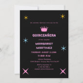 farbige Typografie quinceañera, schwarz und rosa Einladung (Vorderseite)